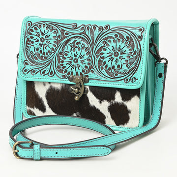 American Darling Cross Body Hand Tooled Hair on-Genuine Leather Western Women Bag Handbag Purse | Crossbody